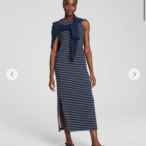 Spanx Jersey Navy Striped Maxi Dress